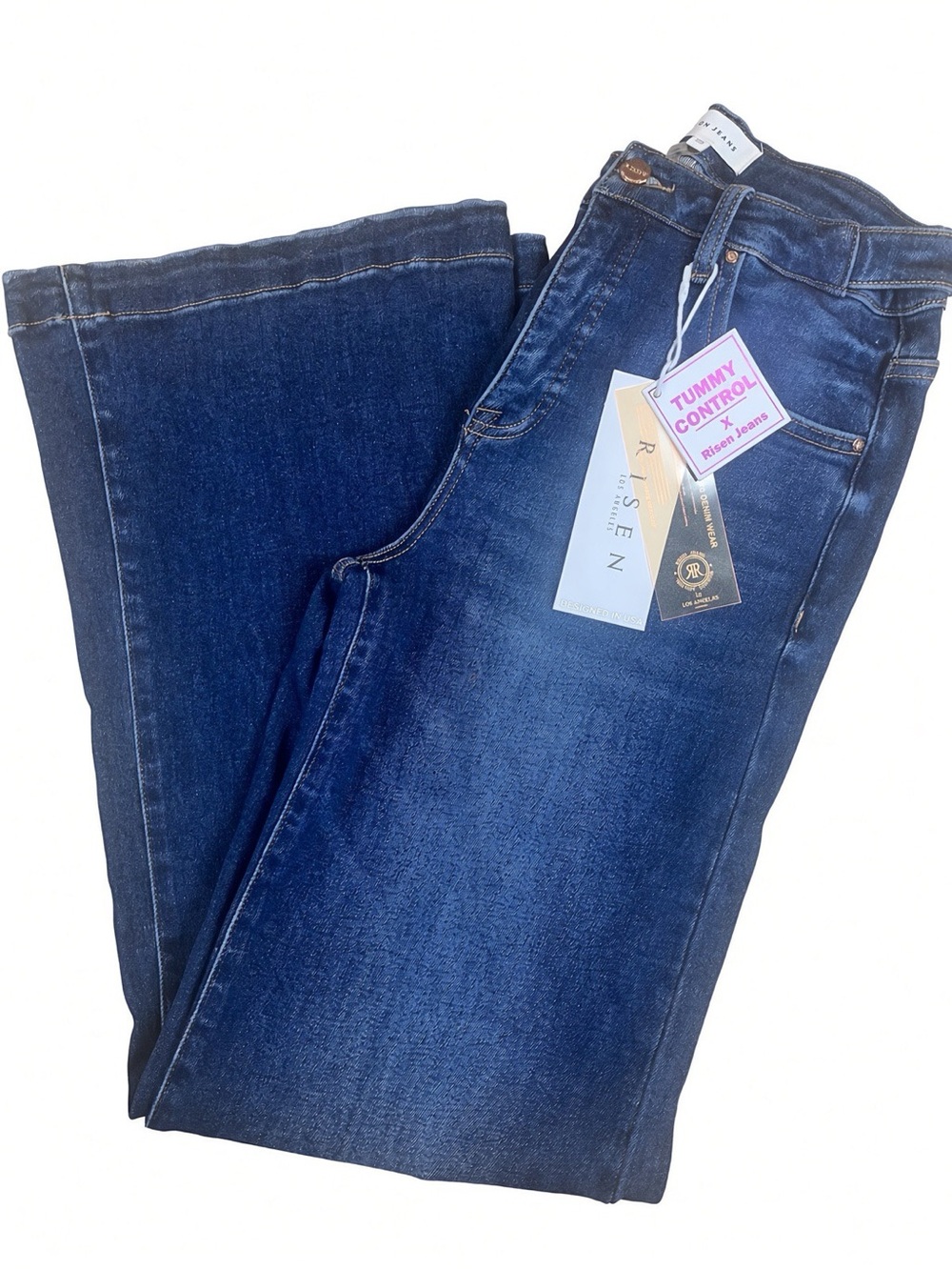 NWT Risen Tummy Control Wide Leg Jeans 7/28 Dark Wash High Rise